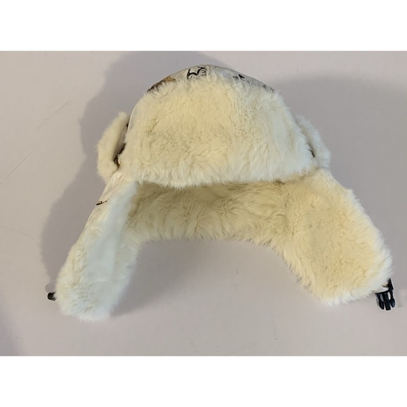 Realtree Snow Camo Trapper Hat White Faux Fur Aviator Bomber Ski Snowboard - Picture 4 of 10